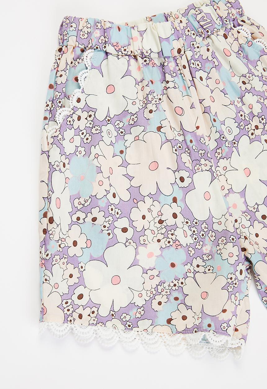 Pop Candy - Girls floral top & shorts set - purple
