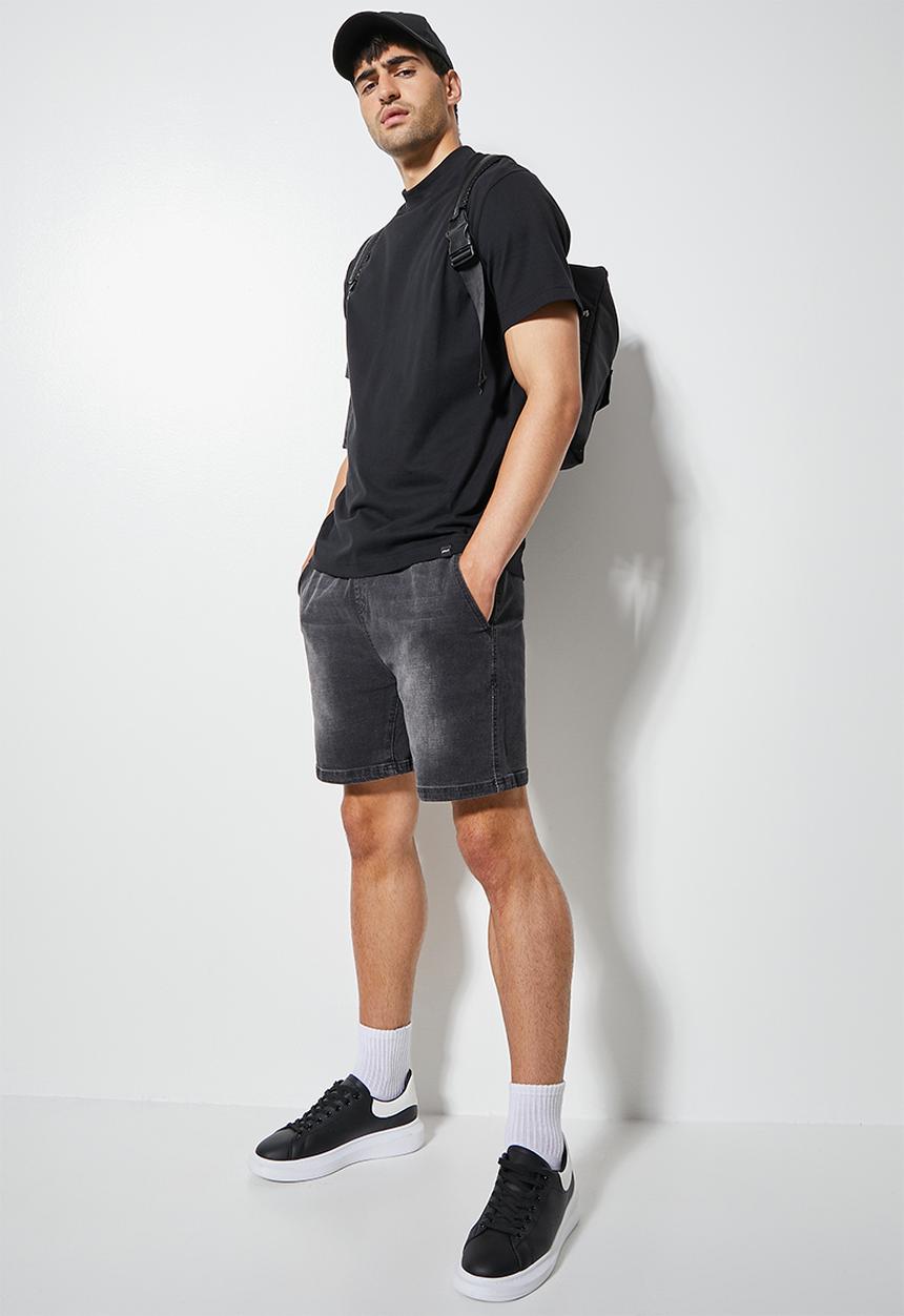 Superbalist - Deco denim elasticated short - black rinse