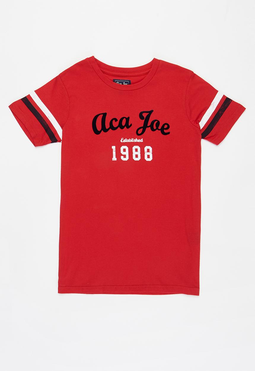 Aca Joe - Boys aca joe flock & distressed print t-shirt - racing red