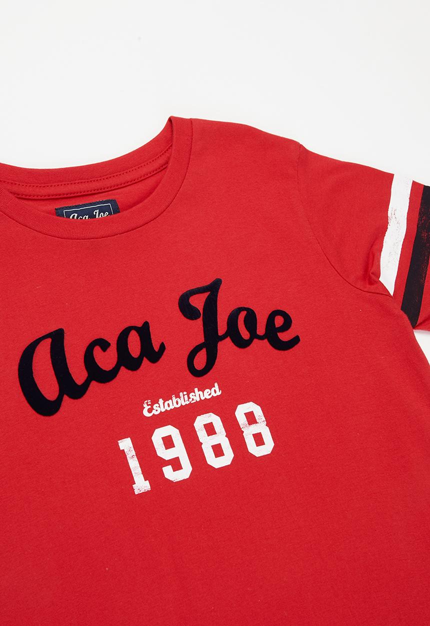 Aca Joe - Boys aca joe flock & distressed print t-shirt - racing red
