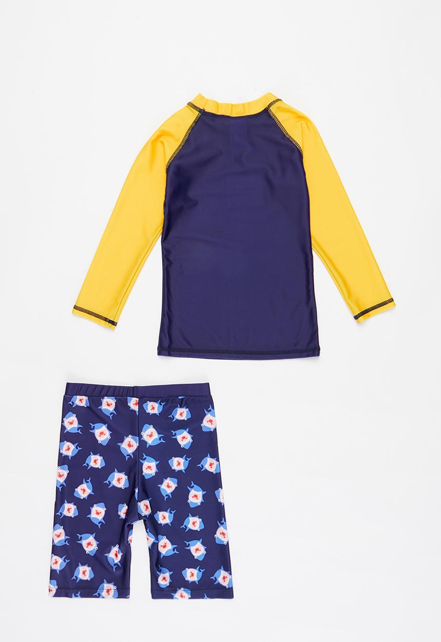 Pop Candy - Boys shark swimsuit set - yellow & navy