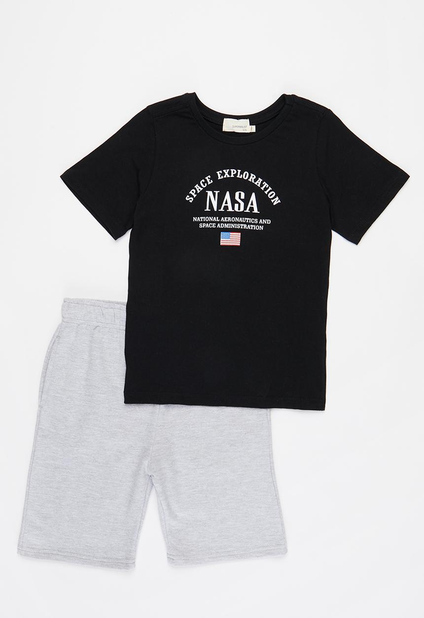 Superbalist Kids - Boys nasa tee & shorts set - black & grey