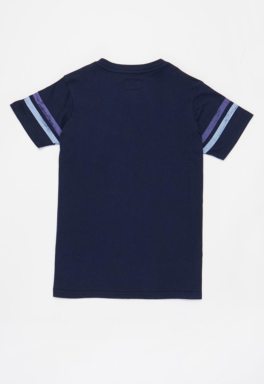 Aca Joe - Boys aca joe flock & distressed print t-shirt - estate blue