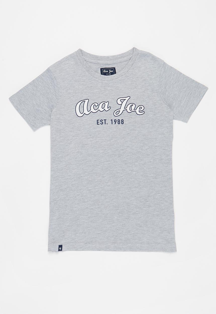 Aca Joe - Boys aca joe emb velt t-shirt - grey mel