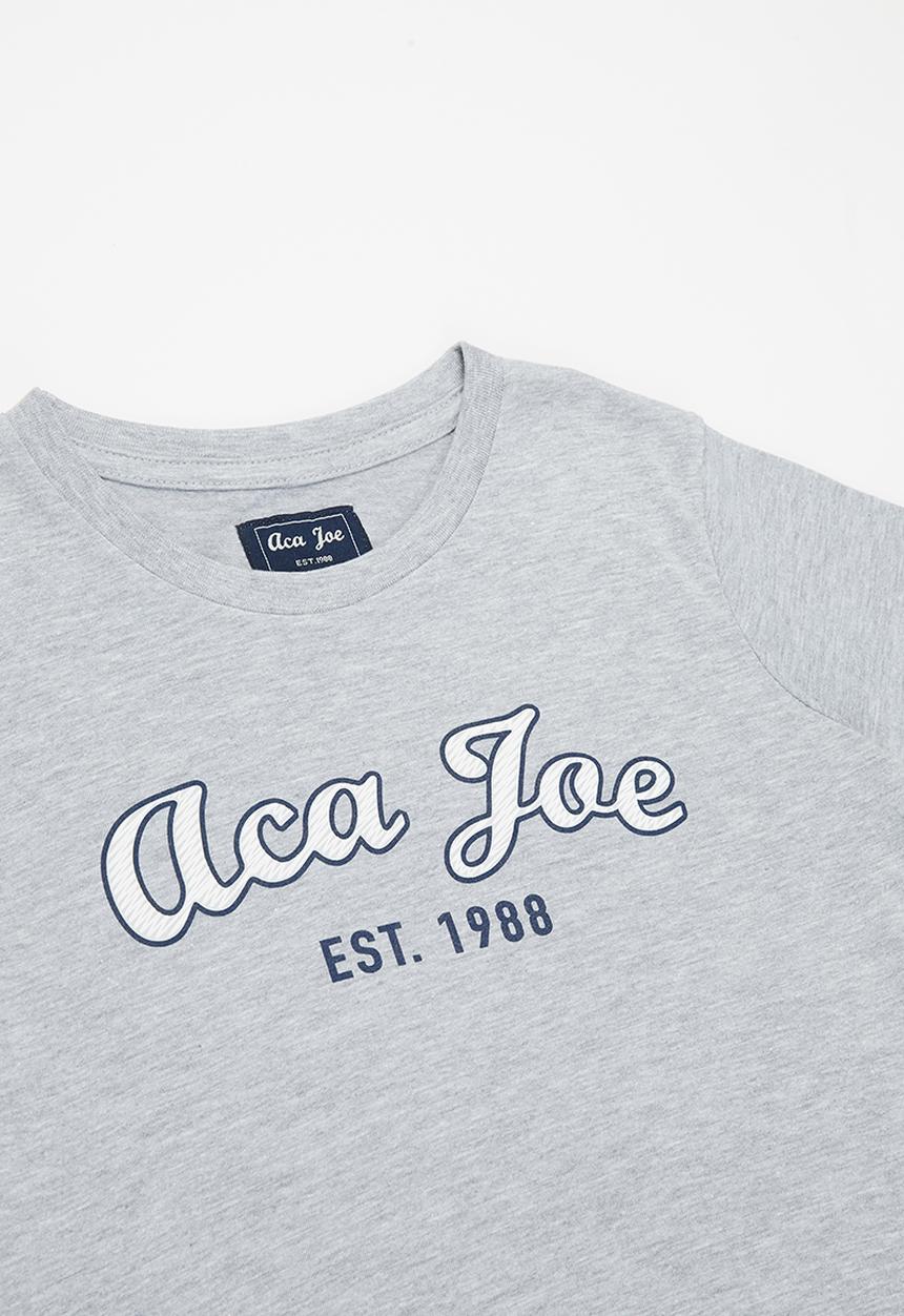 Aca Joe - Boys aca joe emb velt t-shirt - grey mel