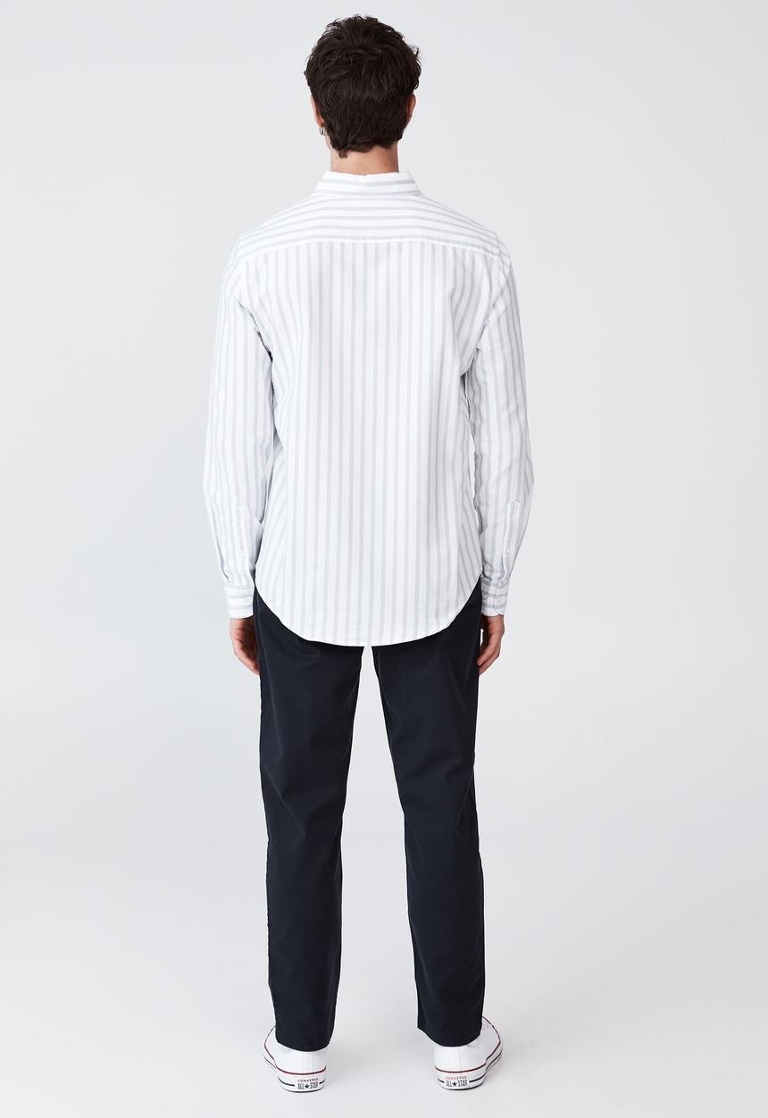 Cotton On - Mayfair long sleeve shirt - bold blue stripe