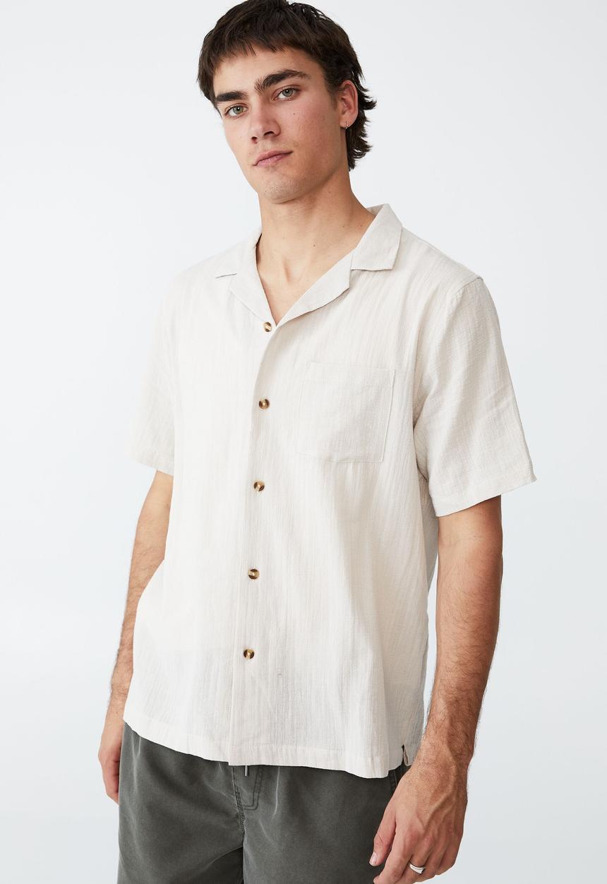 Cotton On - Riviera short sleeve shirt - light taupe