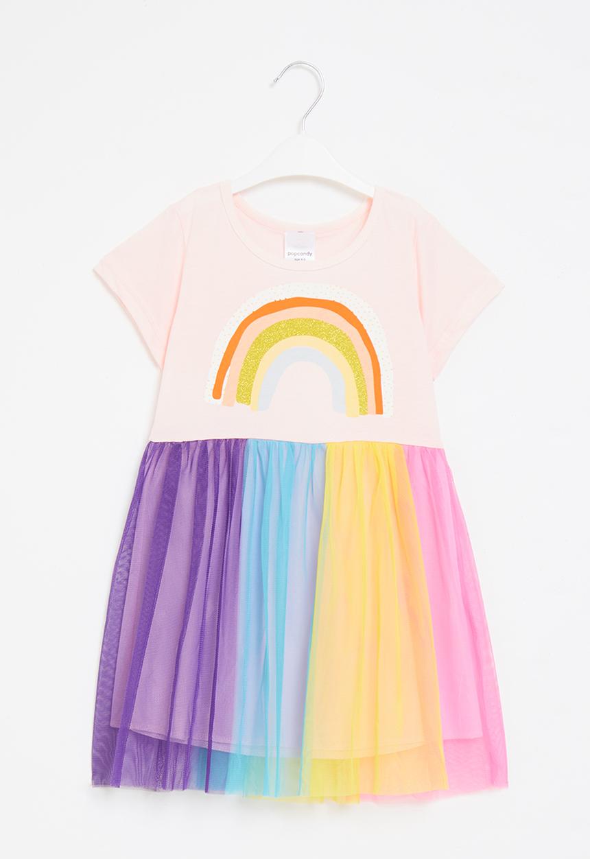 Pop Candy - Girls rainbow dress with mesh - multi 