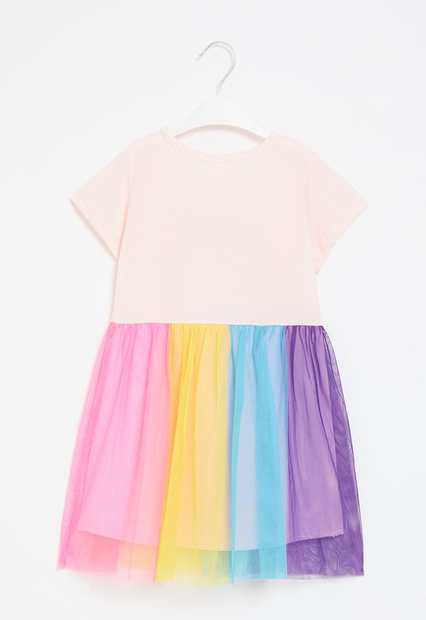Pop Candy - Girls rainbow dress with mesh - multi 