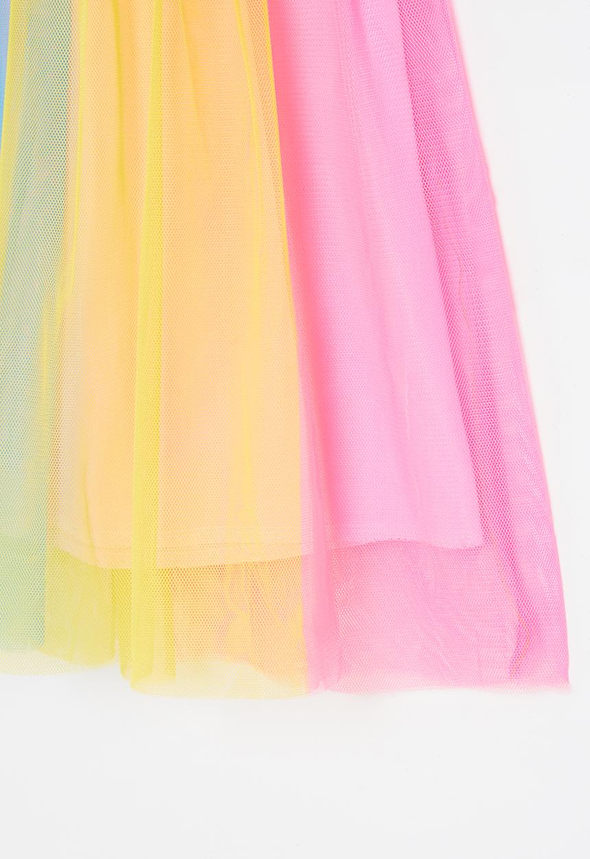 Pop Candy - Girls rainbow dress with mesh - multi 