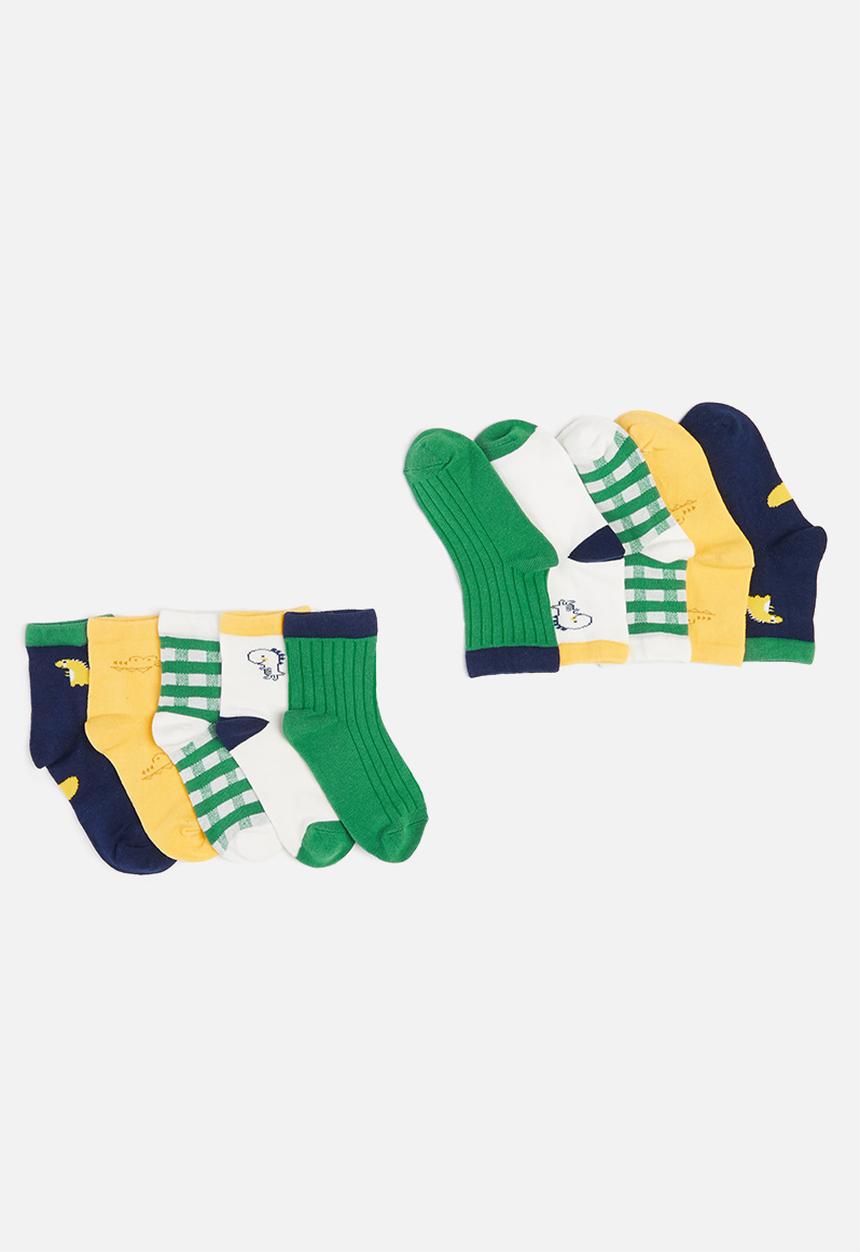 Pop Candy - Boys 5 pack socks - green/yellow