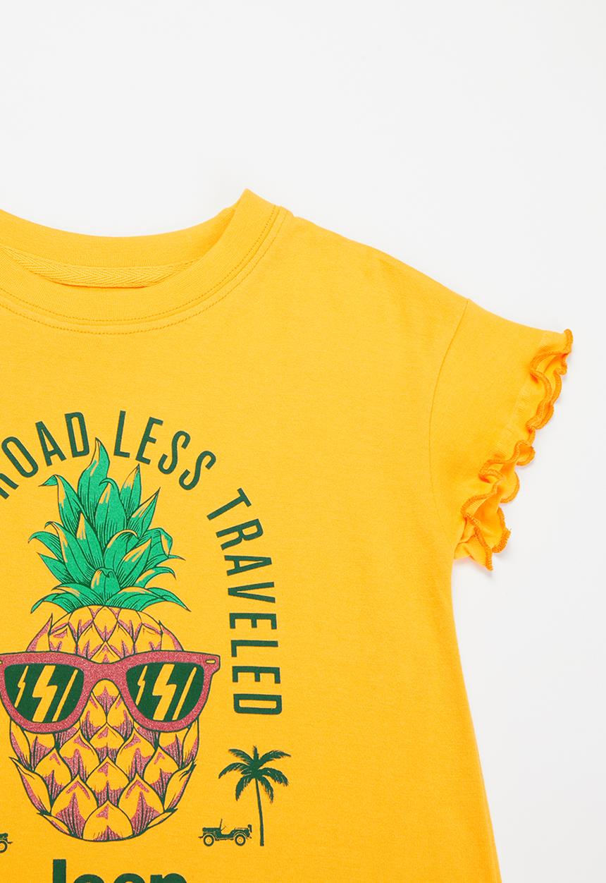 JEEP - Girls ruffled sleeve short sleeve tee - yellow