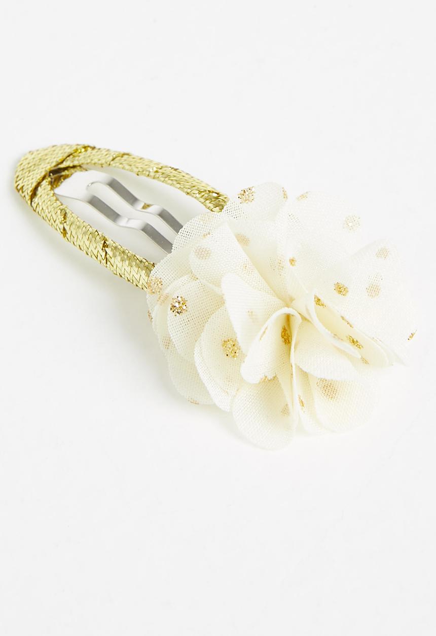 Pop Candy - Flower hair clips - white & gold