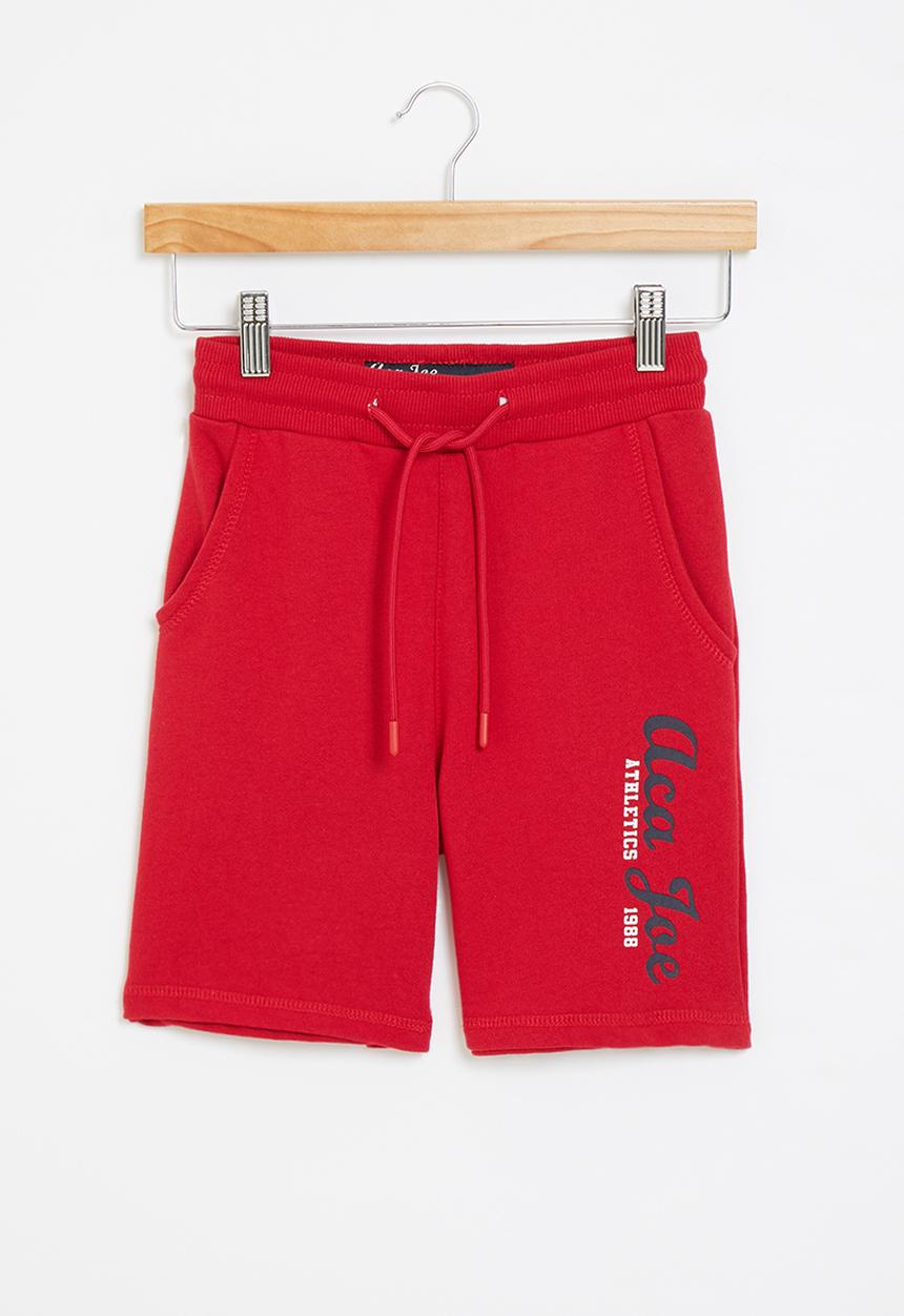 Aca Joe - Boys aca joe side hs print fleece short - red