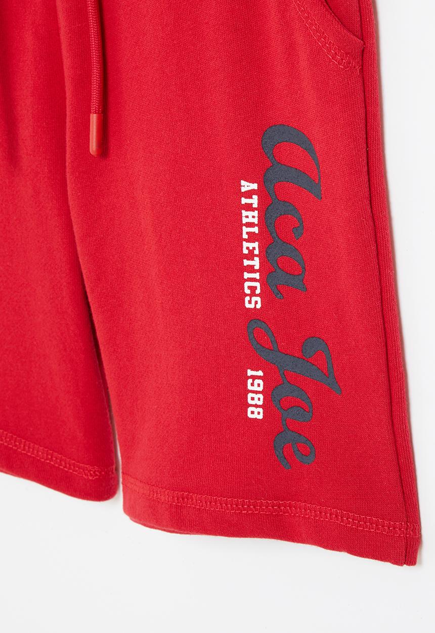 Aca Joe - Boys aca joe side hs print fleece short - red