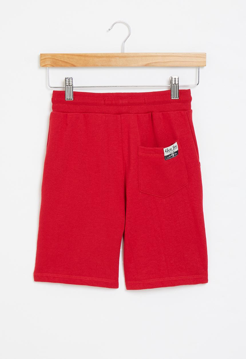 Aca Joe - Boys aca joe side hs print fleece short - red
