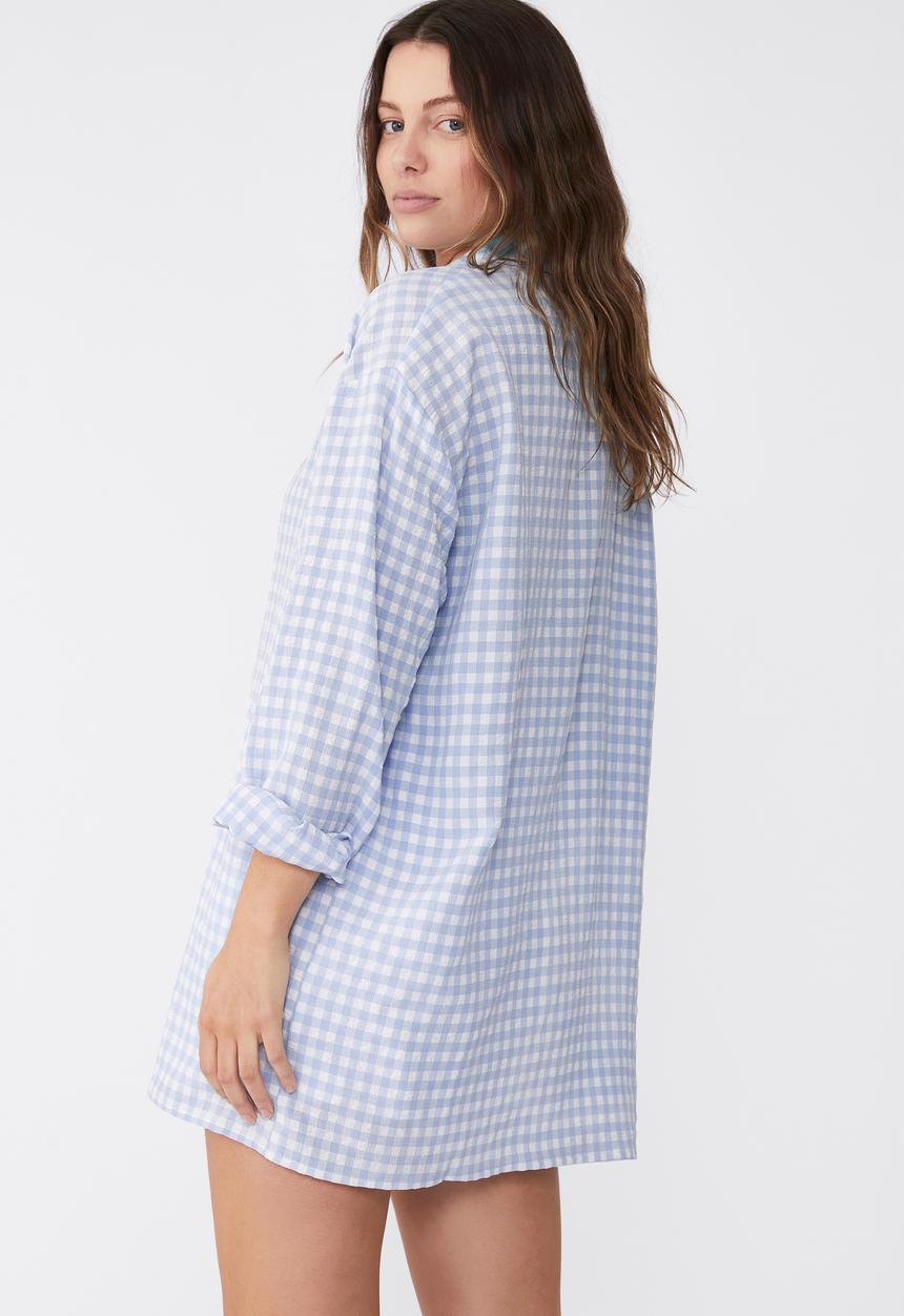 Cotton On - Louis gingham shirt - blue & white 