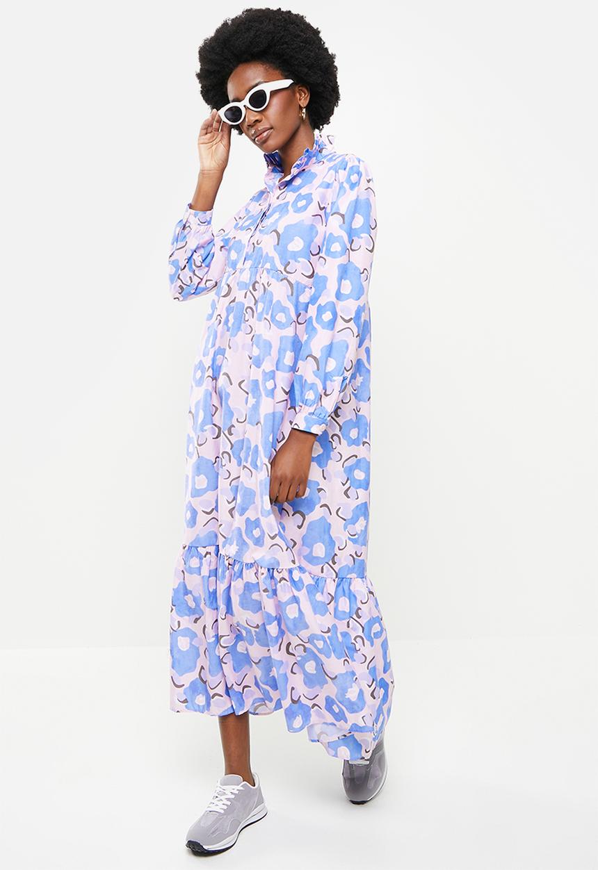 Trendyol - High collar maxi dress - blue