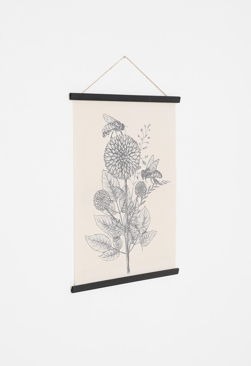 H&S - Bee linen wall hanging - stone