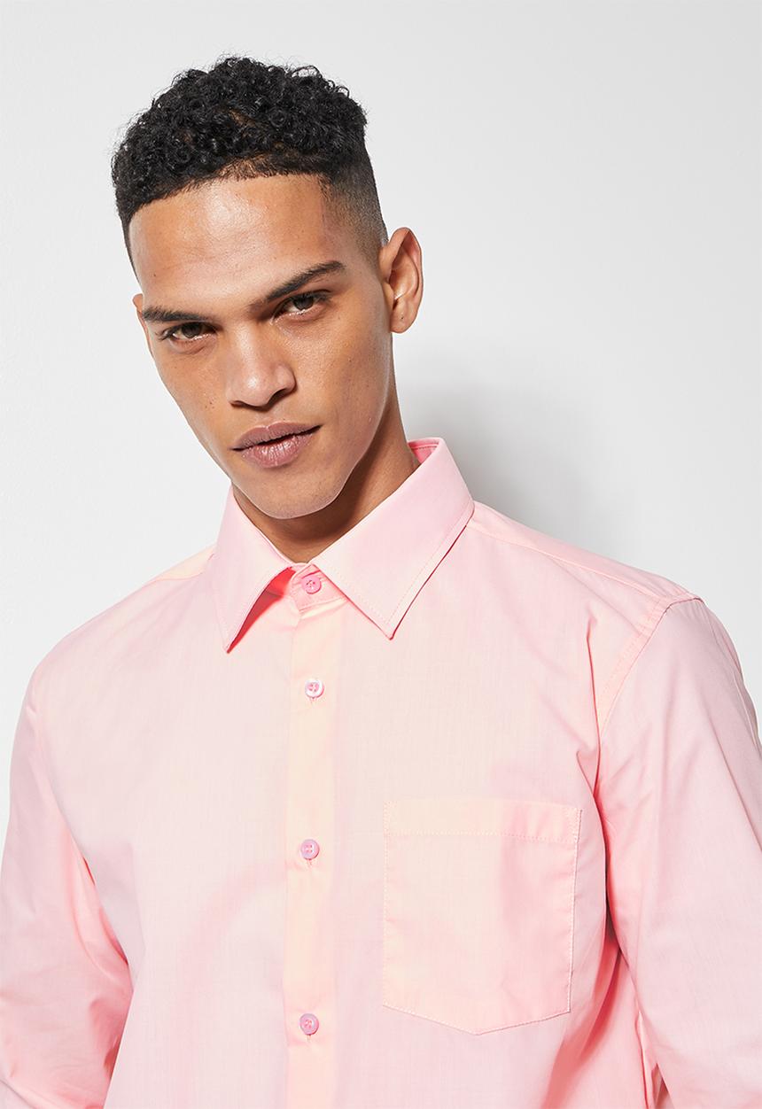 Superbalist - Easy care regular fit shirt - pink