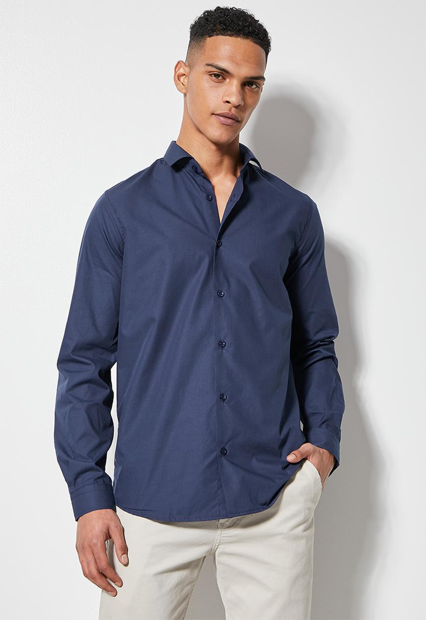Superbalist - Easy care slim fit shirt - navy