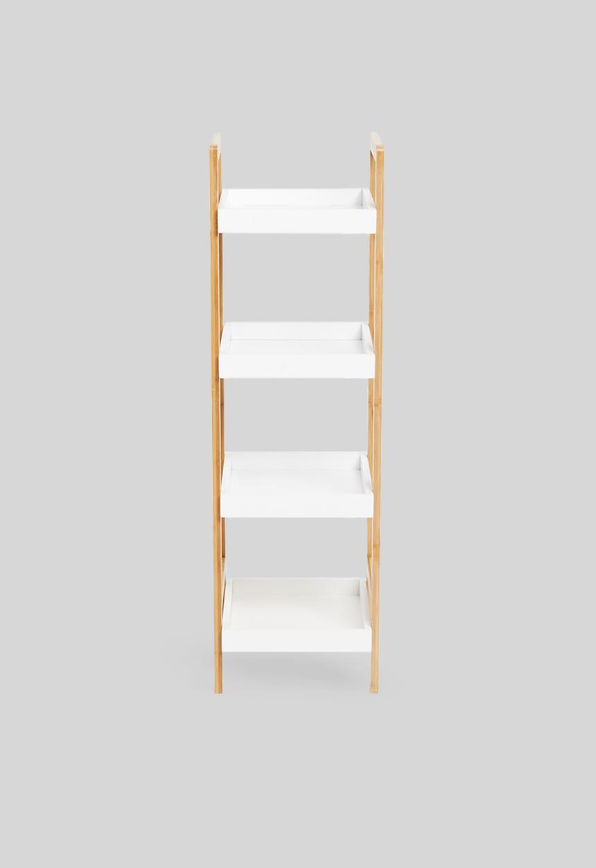 Bathroom Solutions - Bathroom rack 4 shelves - white & natural