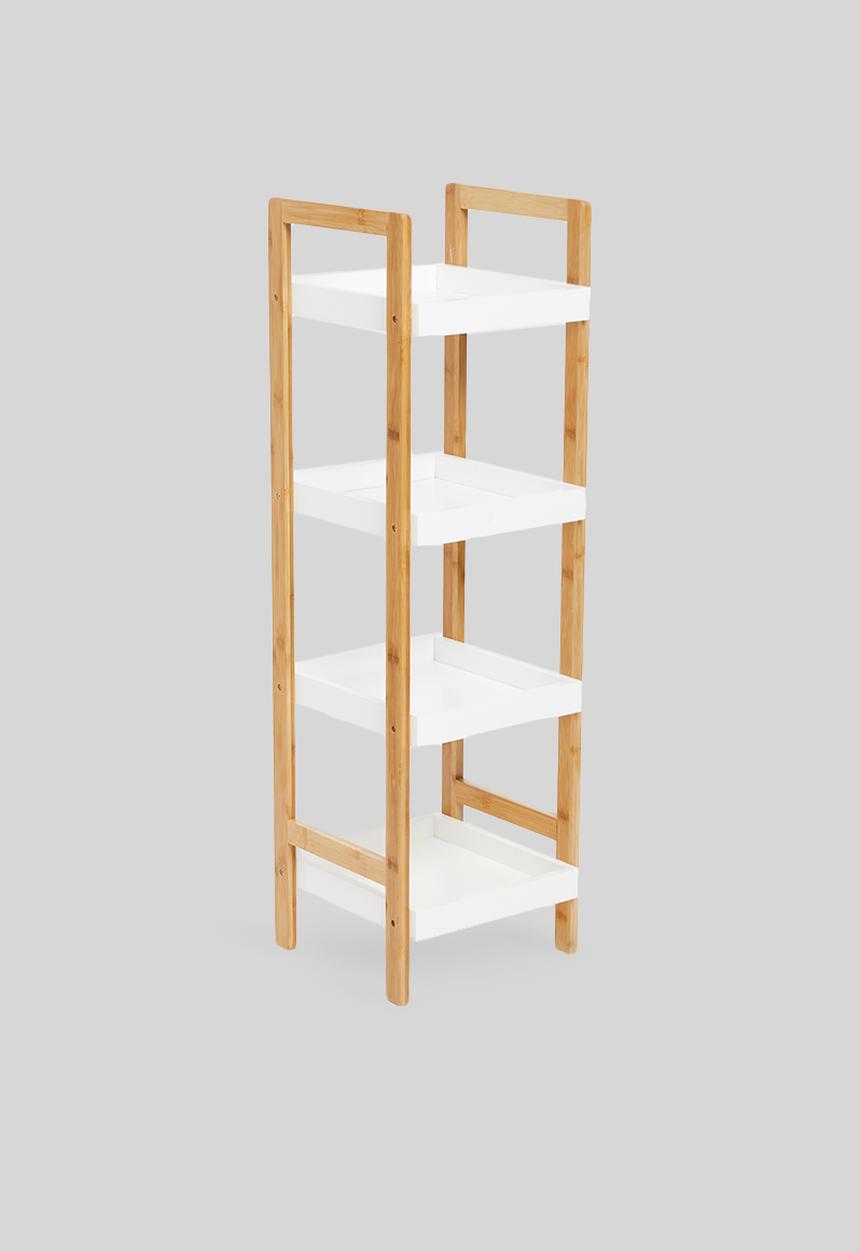 Bathroom Solutions - Bathroom rack 4 shelves - white & natural