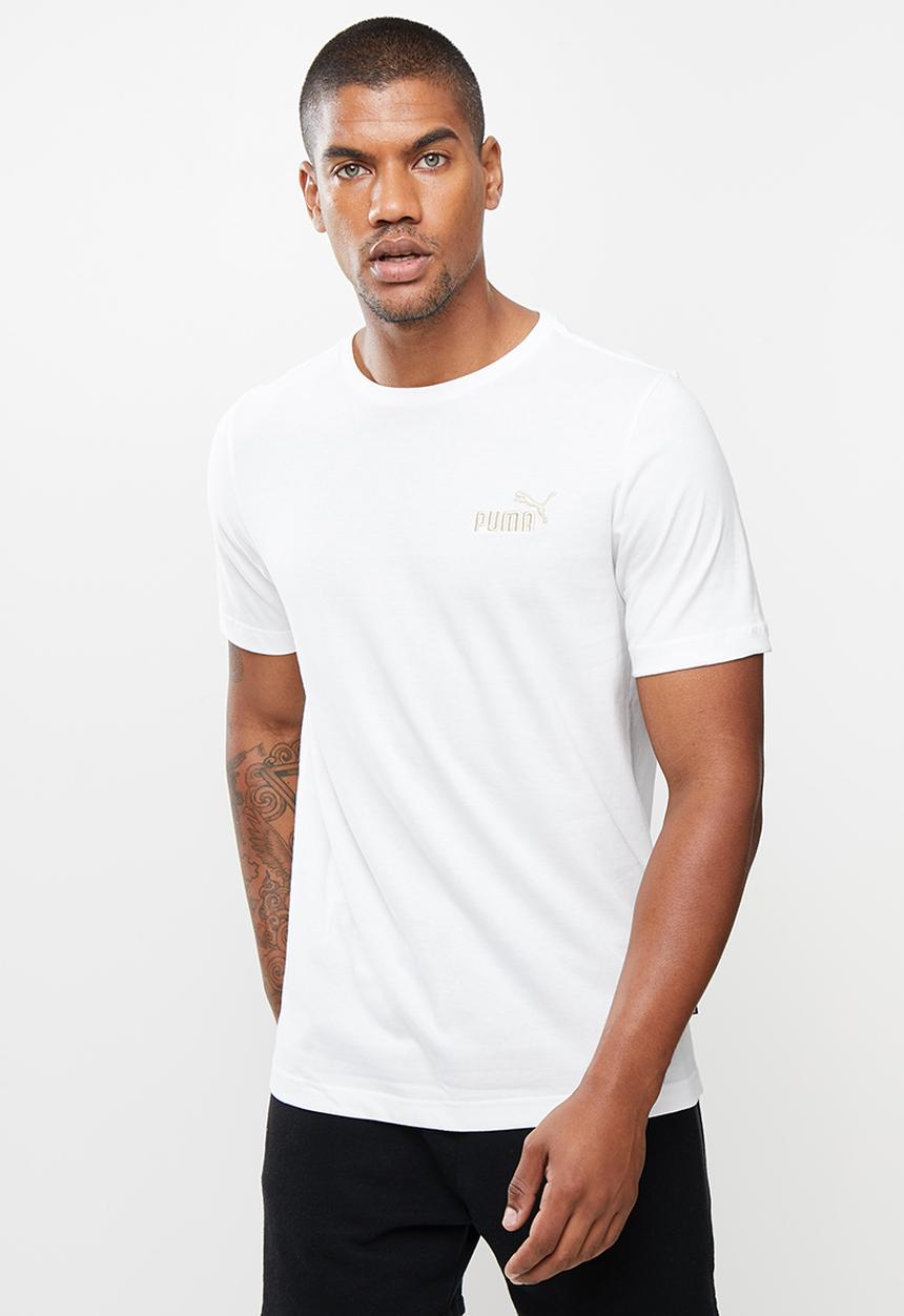 PUMA - Ess+ embroidery logo tee m - white