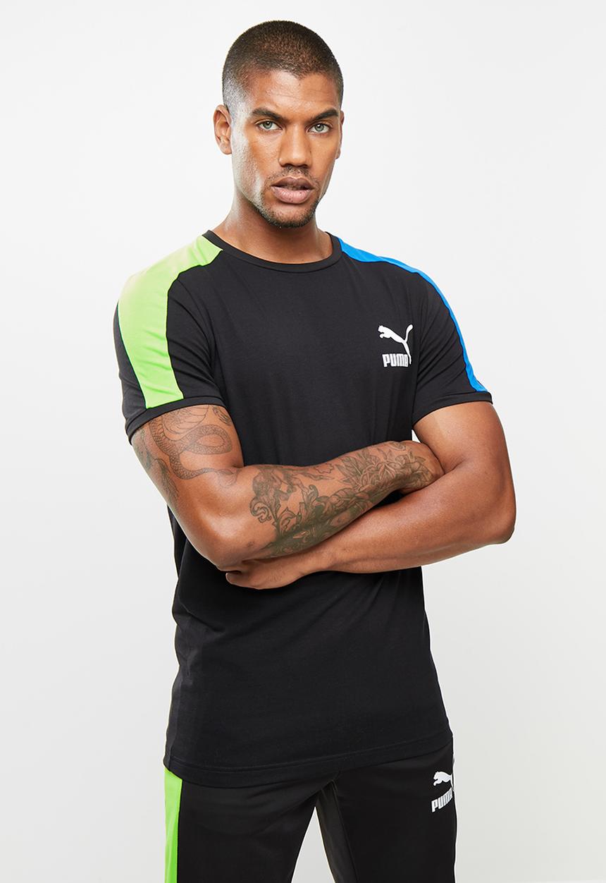 PUMA - Iconic t7 tee - puma black-green blue