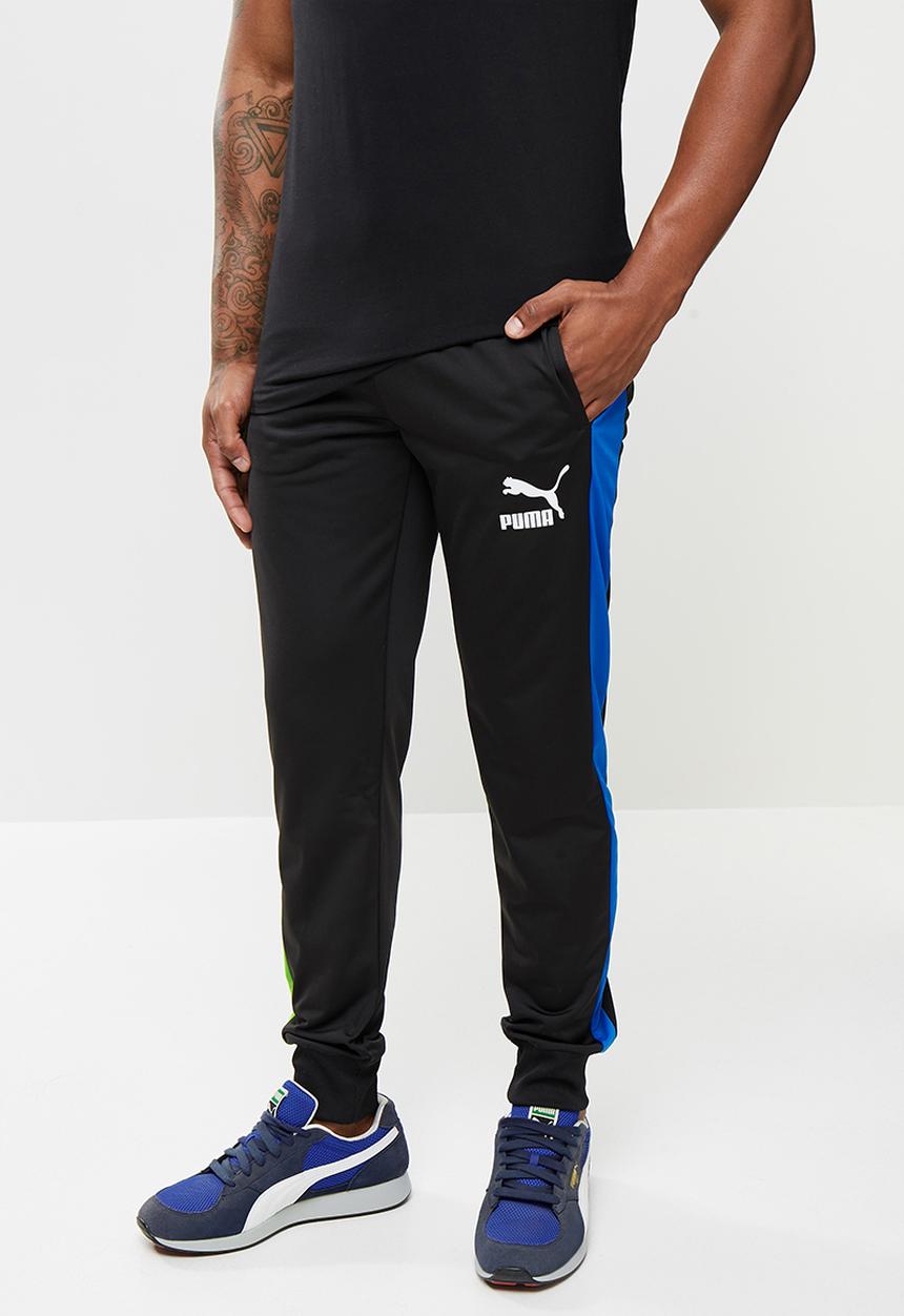PUMA - Iconic t7 track pants  - puma black-green-blue