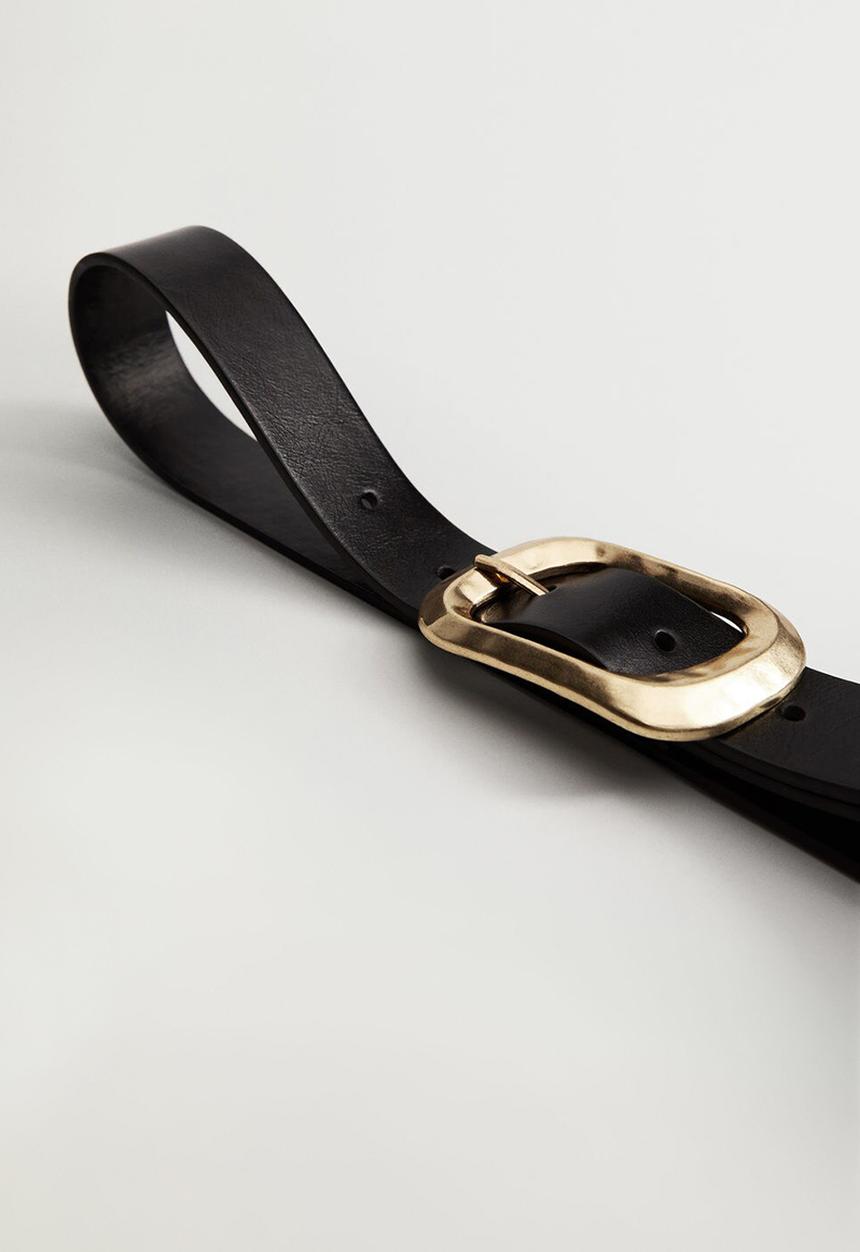 MANGO - Metal buckle belt - black