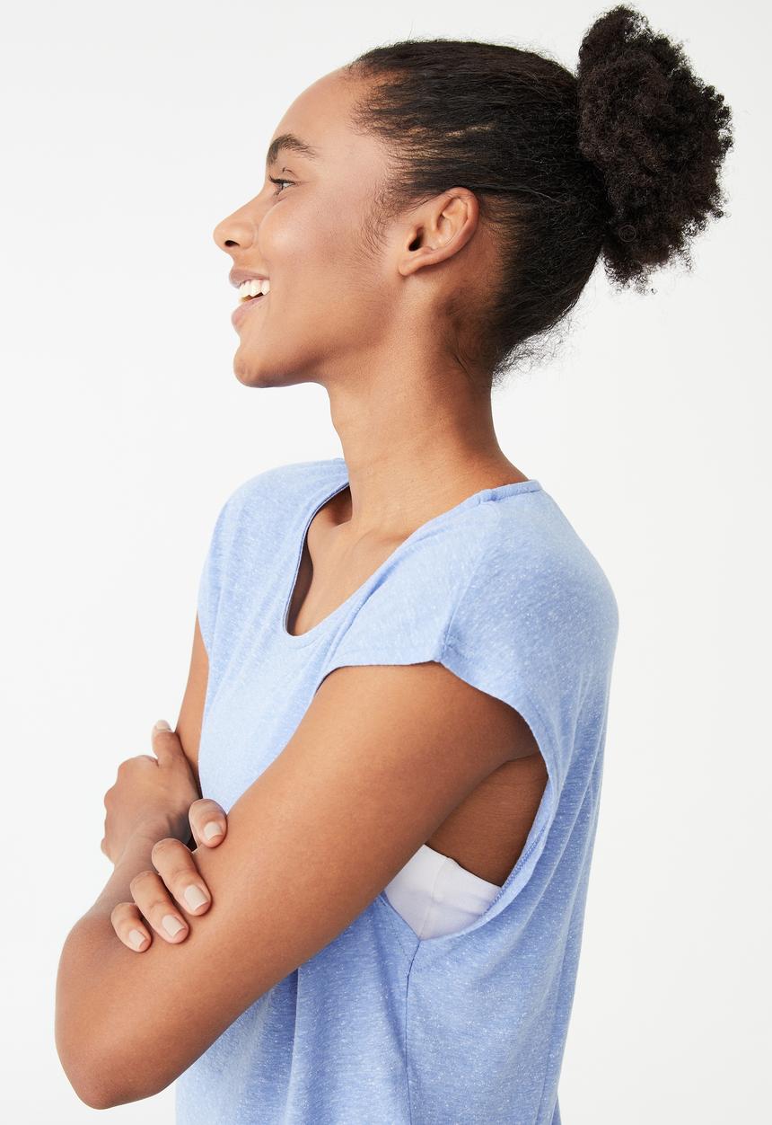 Cotton On - Active scoop hem T-shirt - cornflower