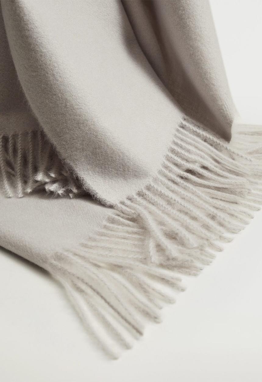 MANGO - Fringed edge scarf - light heather grey