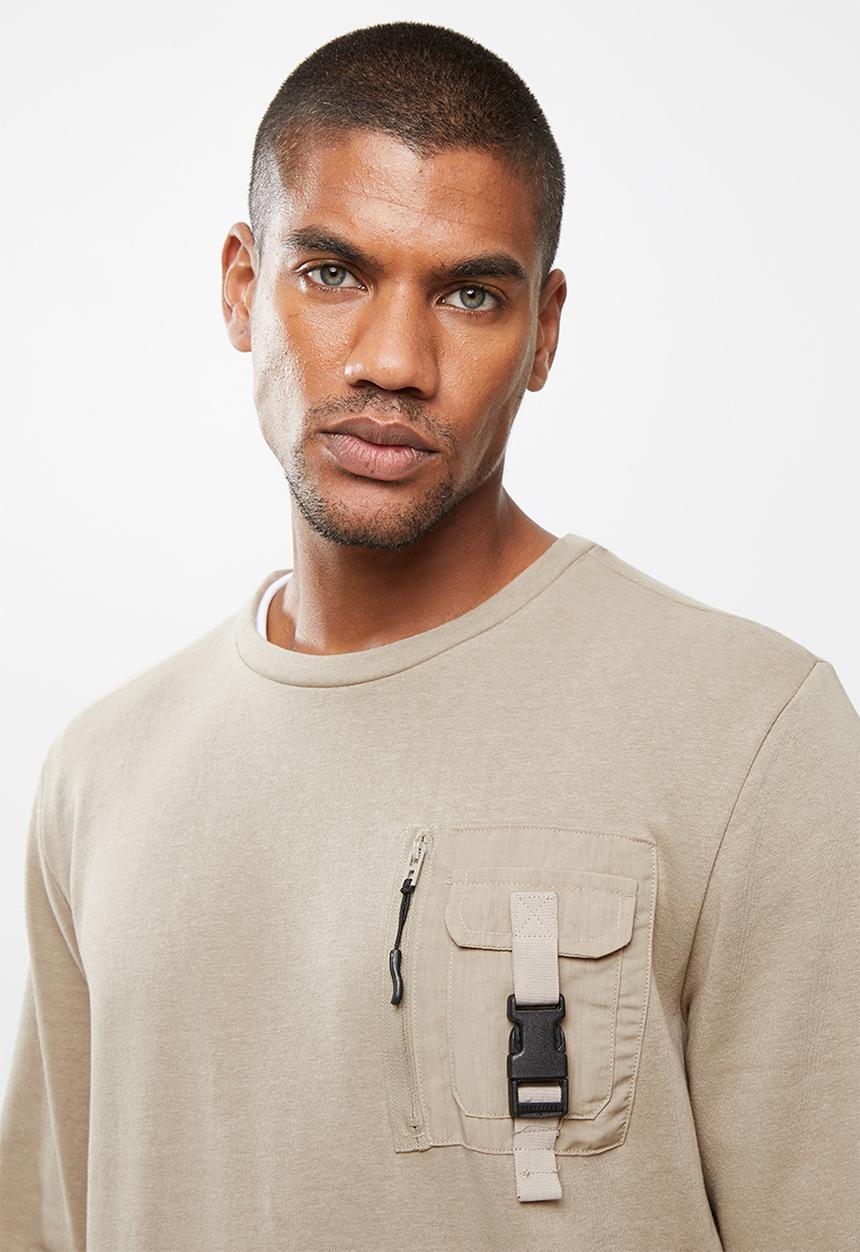 Brave Soul - Kravitz utility sweater - stone