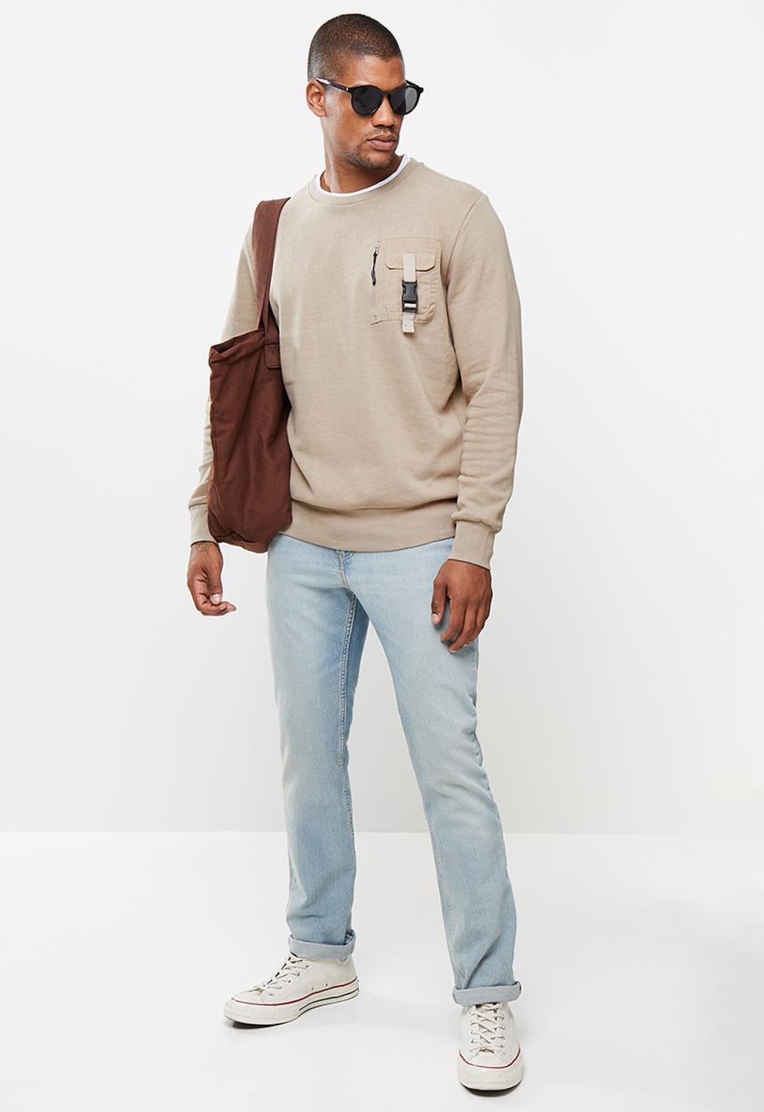 Brave Soul - Kravitz utility sweater - stone