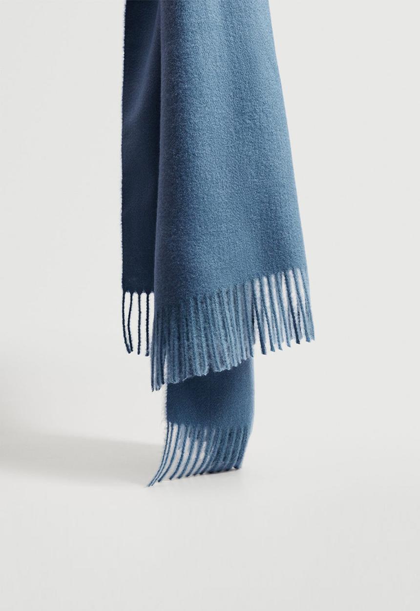 MANGO - Fringed edge scarf - china blue