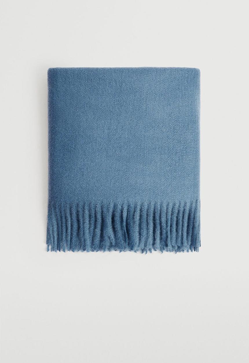 MANGO - Fringed edge scarf - china blue