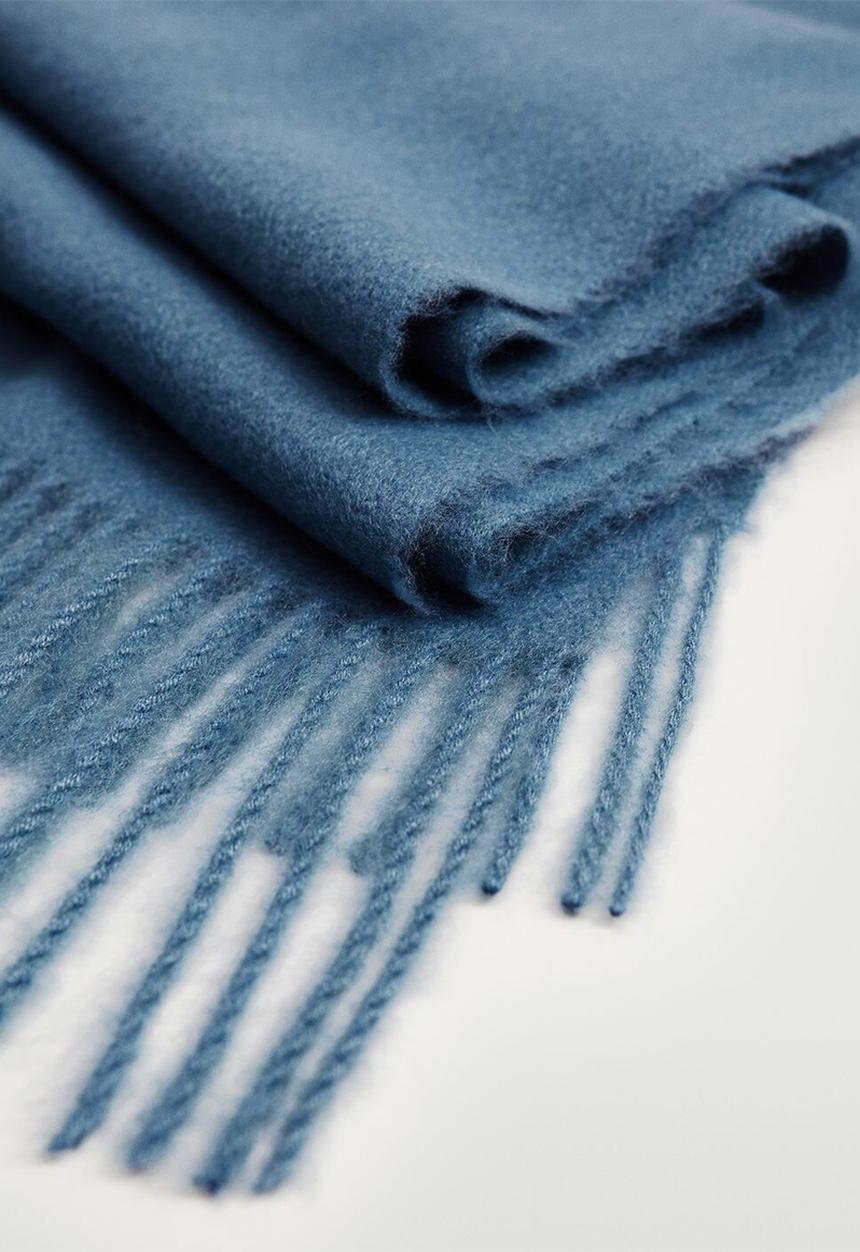 MANGO - Fringed edge scarf - china blue