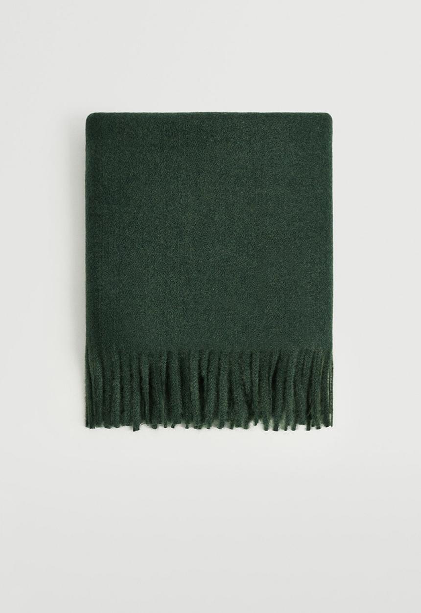 MANGO - Fringed edge scarf - billiard green