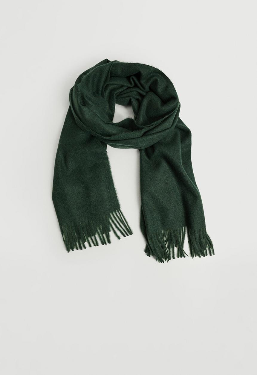 MANGO - Fringed edge scarf - billiard green