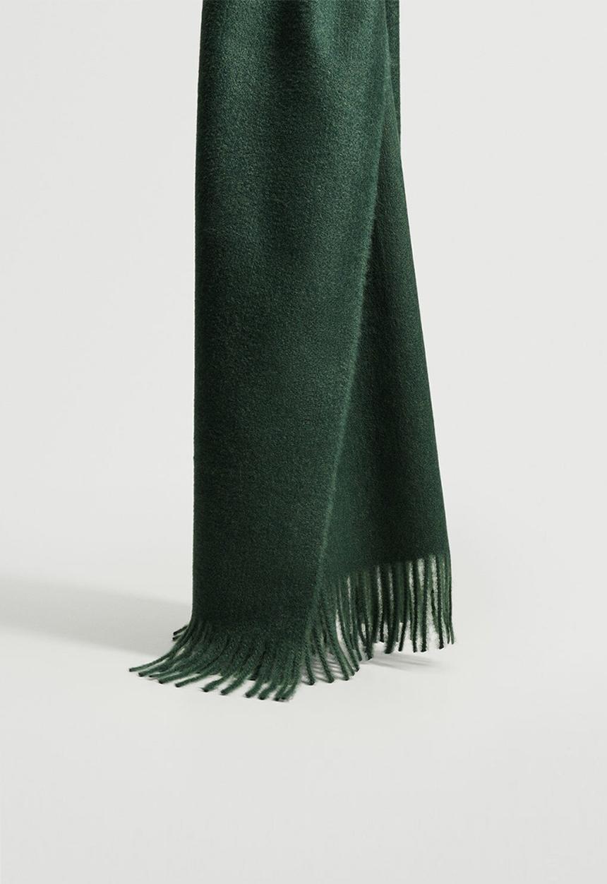 MANGO - Fringed edge scarf - billiard green