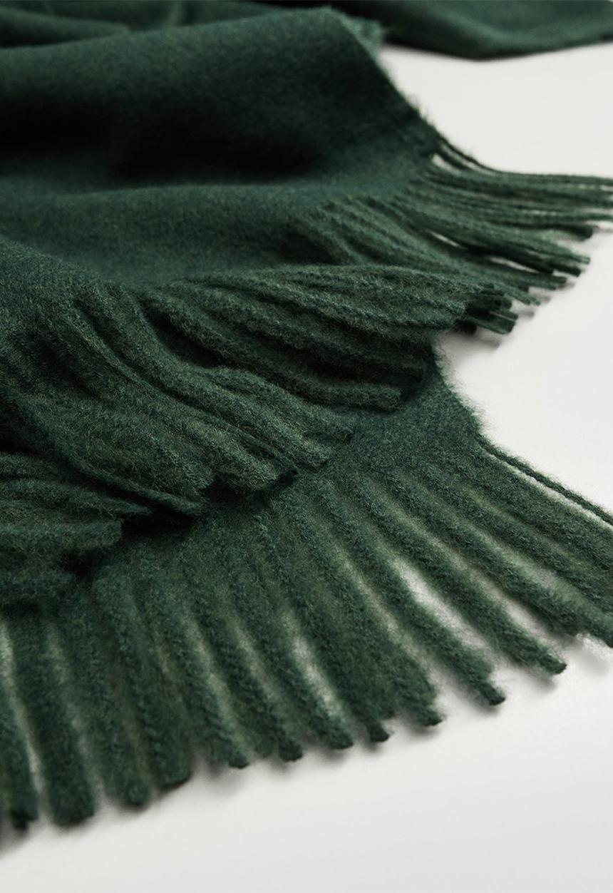 MANGO - Fringed edge scarf - billiard green