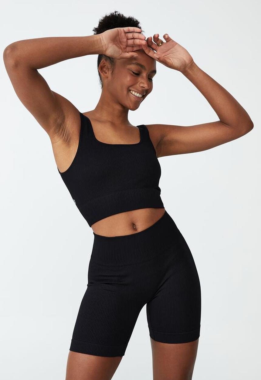 Cotton On - Seamless texture bike short - black
