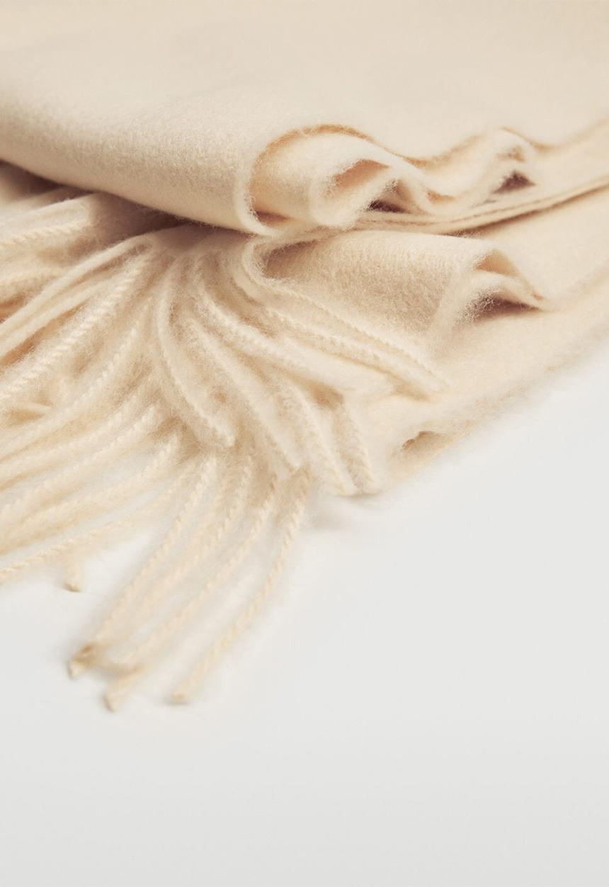 MANGO - Fringed edge scarf - ecru
