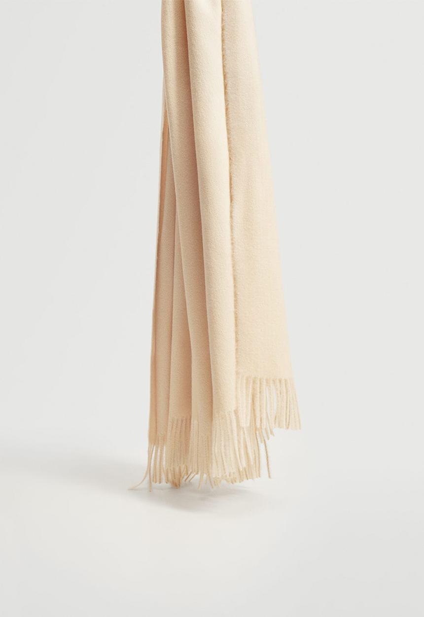 MANGO - Fringed edge scarf - ecru