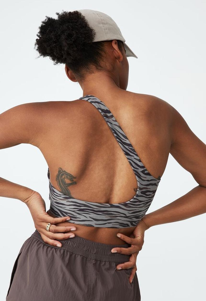 Cotton On - Smoothing one shoulder crop - brownie zebra
