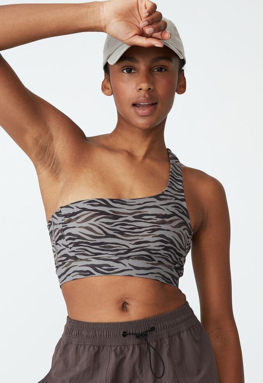Cotton On - Smoothing one shoulder crop - brownie zebra