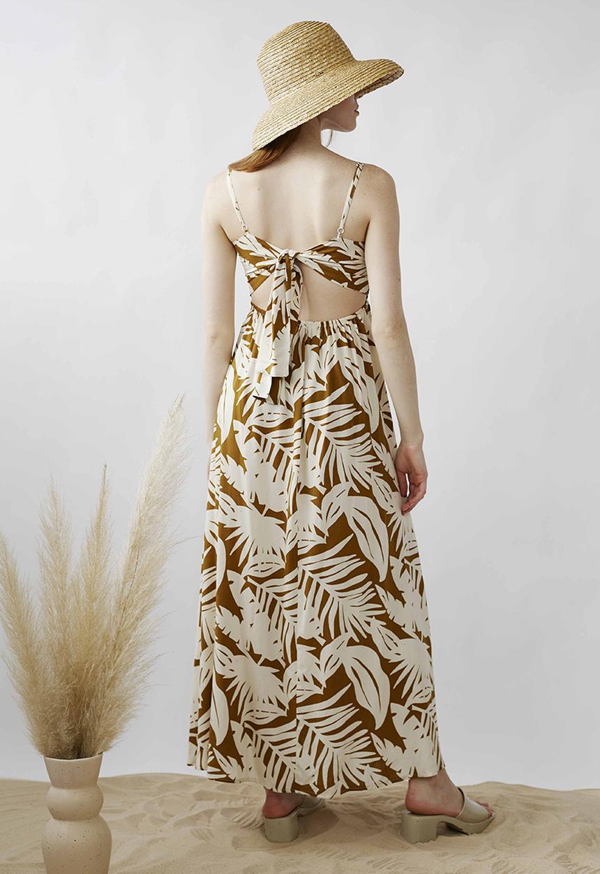 Me&B - Shirred bodice sun dress - big leaf print