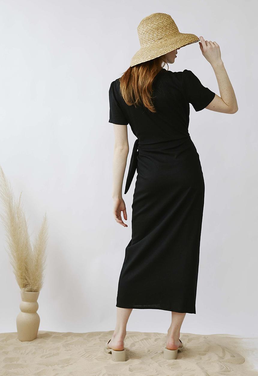 Me&B - Wrap linen dress - black