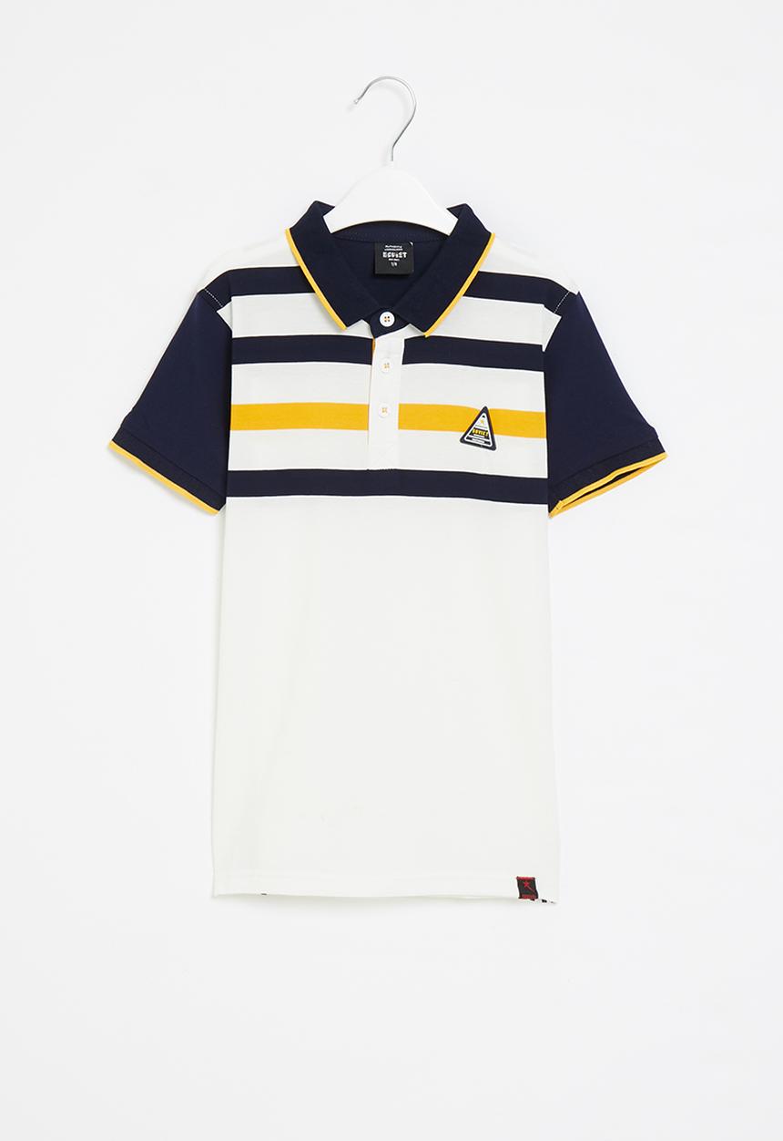 SOVIET - B solo y/dye stripe golfer - white